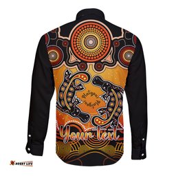 Personalised Australia Pisces Platypus Zodiac Long Sleeve Button Shirt Auz Astrology Aboriginal Red
