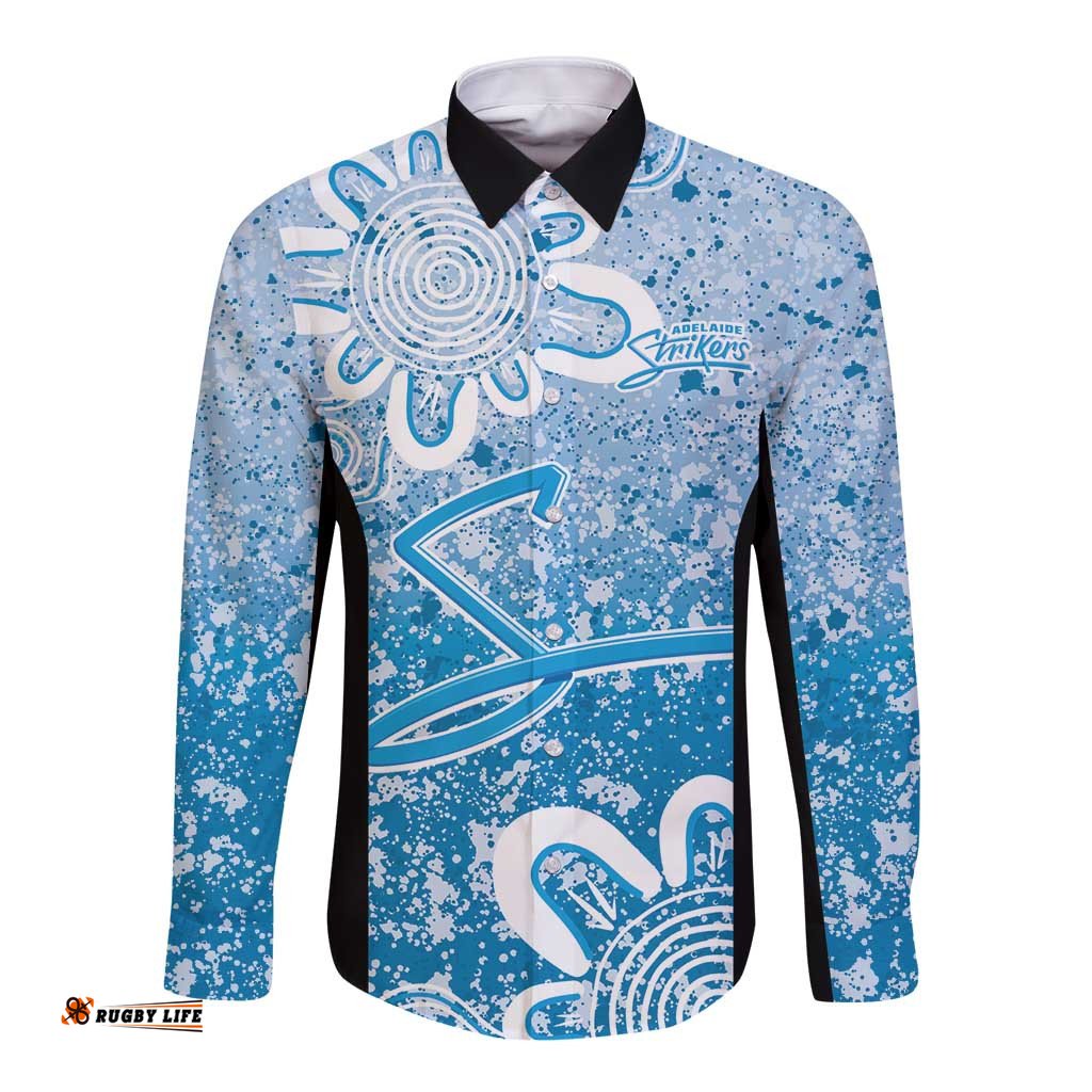 Adelaide Strikers Custom Long Sleeve Button Shirt Minimalism Aboriginal