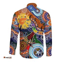 Custom NAIDOC Week 2024 GWS Giants Long Sleeve Button Shirt Australia Aboriginal Dot Painting