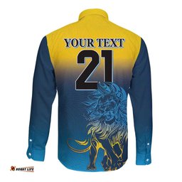 Custom Sri Lanka Cricket Long Sleeve Button Shirt With Simple Lions Version