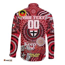 Custom St Kilda Saints NAIDOC Week 2024 Long Sleeve Button Shirt Mascot Football