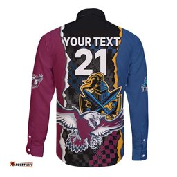 Titans and Manly Eagle Long Sleeve Button Shirt Rugby Together Sporty Style