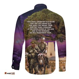 Australia ANZAC Day Long Sleeve Button Shirt Lonesome Pine Australian Army With Donkey