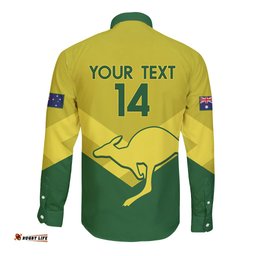 Custom Australia Field Hockey Long Sleeve Button Shirt Go Champions Hockeyroos National Color