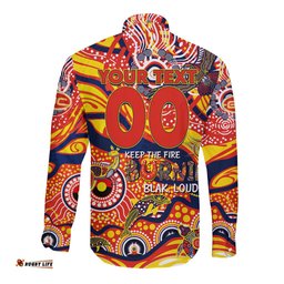 Custom NAIDOC Week 2024 Sunnies Long Sleeve Button Shirt Aboriginal Animals Keep The Fire Burning
