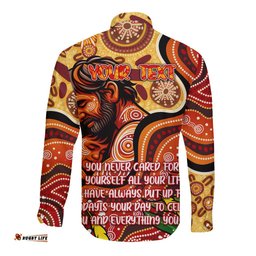 Custom Father's Day Australia Long Sleeve Button Shirt Best Dad Ever Aboriginal Art