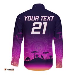 Custom NRL Broncos Long Sleeve Button Shirt The Starry Night Indigenous Aboriginal