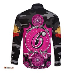 Sydney Sixers ANZAC 2024 Long Sleeve Button Shirt Lest We Forget Poppy Mix Camouflage