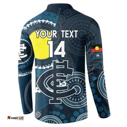 Custom AFL Carlton NAIDOC Week Button Sweatshirt Keep The Fire Burning Indigenous Art