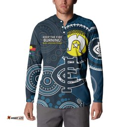 Custom AFL Carlton NAIDOC Week Button Sweatshirt Keep The Fire Burning Indigenous Art