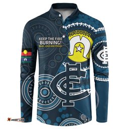 Custom AFL Carlton NAIDOC Week Button Sweatshirt Keep The Fire Burning Indigenous Art