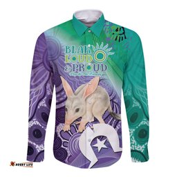 Vivid Bilby NAIDOC 2024 Long Sleeve Button Shirt Macrotis Aboriginal Art Style