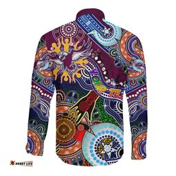 Personalised Eagles NAIDOC Week 2024 Long Sleeve Button Shirt Australia Aboriginal Dot Painting