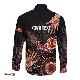 NAIDOC Week 2024 Personalised Long Sleeve Button Shirt Aboriginal Hand Stencils