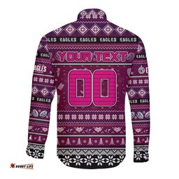 Personalized Sea Eagles Rugby Xmas Long Sleeve Button Shirt Australia NRL Mascot
