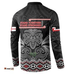 Aotearoa Toitu Te Tiriti Button Sweatshirt Stand Together! Stand Stronger! - NZ Tiki