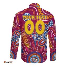 Personalised Crows NAIDOC Week 2024 Long Sleeve Button Shirt Aussie Aboriginal Art