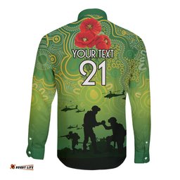 Custom Raiders Rugby ANZAC Long Sleeve Button Shirt Canberra The Military Soldiers