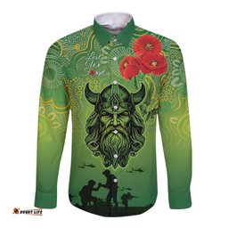 Custom Raiders Rugby ANZAC Long Sleeve Button Shirt Canberra The Military Soldiers