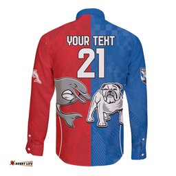 NRL Bulldogs and Dolphins Long Sleeve Button Shirt Sporty Style