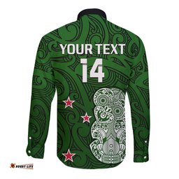 Custom Text And Number Aotearoa Rugby Long Sleeve Button Shirt All Stars New Zealand Tiki Maori