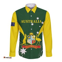 Custom Australia Cricket Long Sleeve Button Shirt 2024 World Cup Go Aussie Green Version