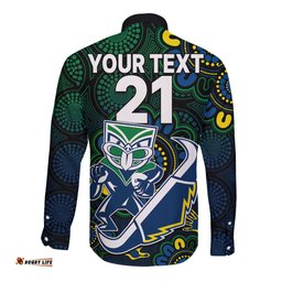 Custom Text And Number NRL Combine Warriors and Cowboys Long Sleeve Button Shirt Aboriginal