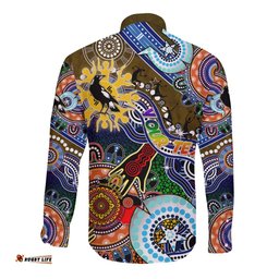 Custom NAIDOC Week 2024 Collingwood Magpies Long Sleeve Button Shirt Australia Aboriginal Dot Painting