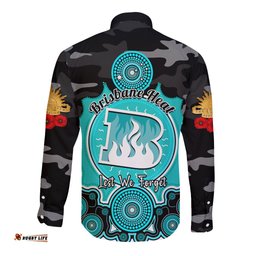 Brisbane Heat ANZAC 2024 Long Sleeve Button Shirt Lest We Forget Poppy Mix Camouflage