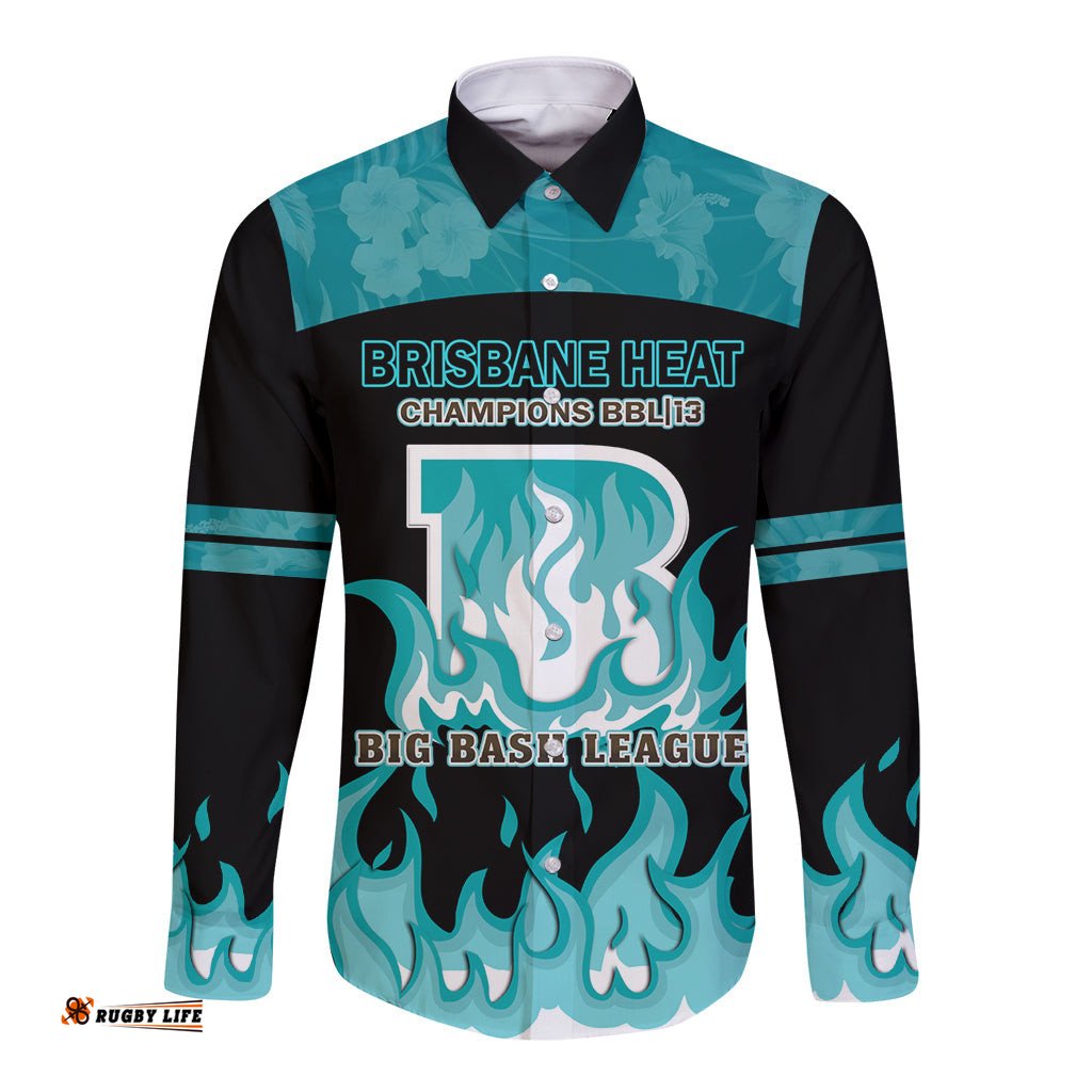 BBL Brisbane Heat Long Sleeve Button Shirt 2nd Champions 2024 New History