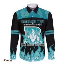 BBL Brisbane Heat Long Sleeve Button Shirt 2nd Champions 2024 New History