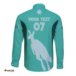 Australia Soccer Matildas Custom Long Sleeve Button Shirt Turquoise Basic Gradient