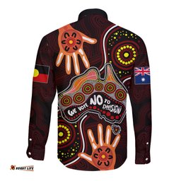 Australia Indigenous Long Sleeve Button Shirt We Vote NO To Division Aboriginal Map