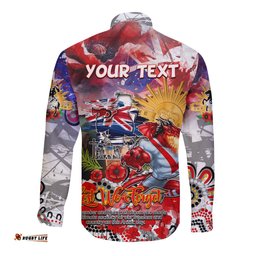 Personalised Australia Rugby Dragons ANZAC Long Sleeve Button Shirt St George Illawarra Scratch Style