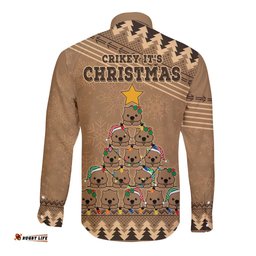 Wombat Christmas Tree Long Sleeve Button Shirt Australia Merry Xmas Simple Style
