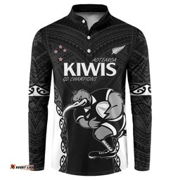Aotearoa Rugby Custom Button Sweatshirt Maori Kiwi - Mascot Style
