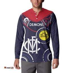 Custom AFL Demons NAIDOC Week Button Sweatshirt Keep The Fire Burning Indigenous Art