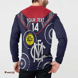Custom AFL Demons NAIDOC Week Button Sweatshirt Keep The Fire Burning Indigenous Art