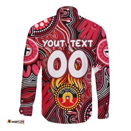 Personalised NAIDOC Week 2024 St Kilda Saints Long Sleeve Button Shirt Australian Aboriginal Hand Painting