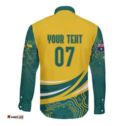 Australia 2024 Olympics Custom Long Sleeve Button Shirt Rise of the Roos Aborignal Style