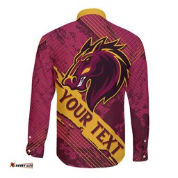 Custom Brisbane Broncos Long Sleeve Button Shirt NRL Angry Broncos