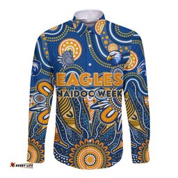 Personalised Eagles NAIDOC Week 2024 Long Sleeve Button Shirt Aussie Aboriginal Art