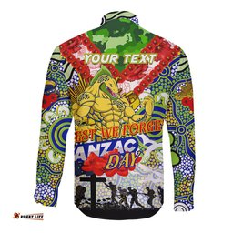 Personalised Eels ANZAC Day Long Sleeve Button Shirt Aboriginal Rising Sun