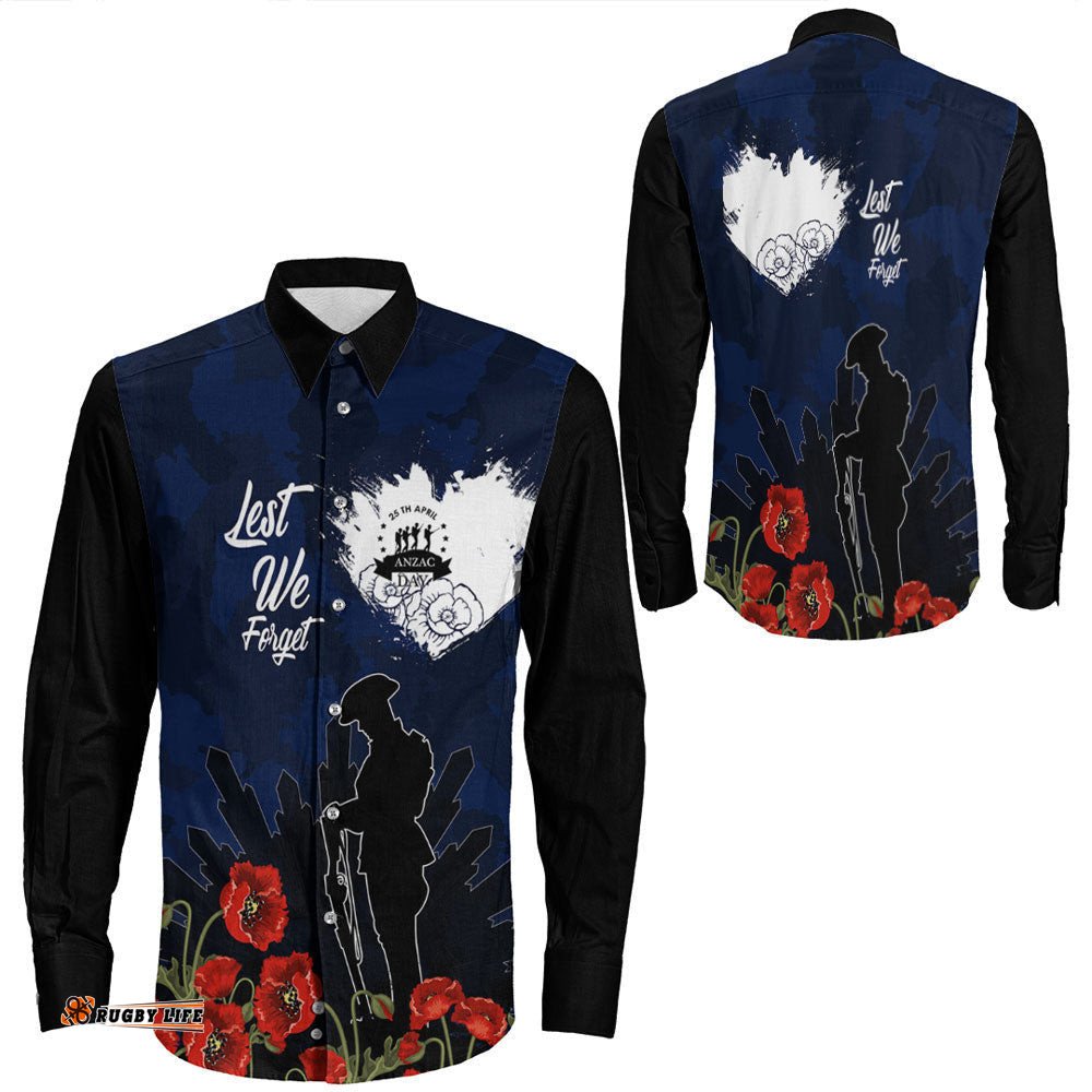 Anzac Day Camouflage Lest We Forget Long Sleeve Button Shirt