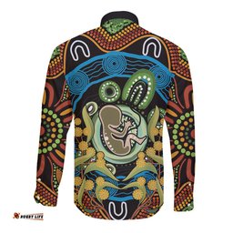 Baby in the Womb Long Sleeve Button Shirt Aboriginal Art Style