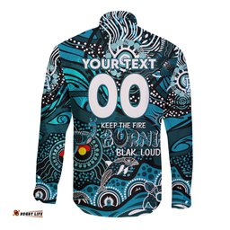 Custom NAIDOC Week 2024 Power Long Sleeve Button Shirt Aboriginal Animals Keep The Fire Burning