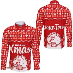 Custom Personalised Australia Christmas Vibe With Symbol Aboriginal Dot Painting Style Hawaii Long Sleeve Button Shirt