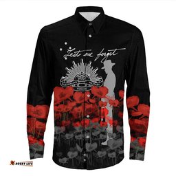 Australian Military Forces Anzac Day Lest We Forget Long Sleeve Button Shirt
