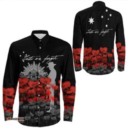 Australian Military Forces Anzac Day Lest We Forget Long Sleeve Button Shirt