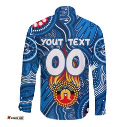 Personalised NAIDOC Week 2024 Geelong Cats Long Sleeve Button Shirt Australian Aboriginal Hand Painting